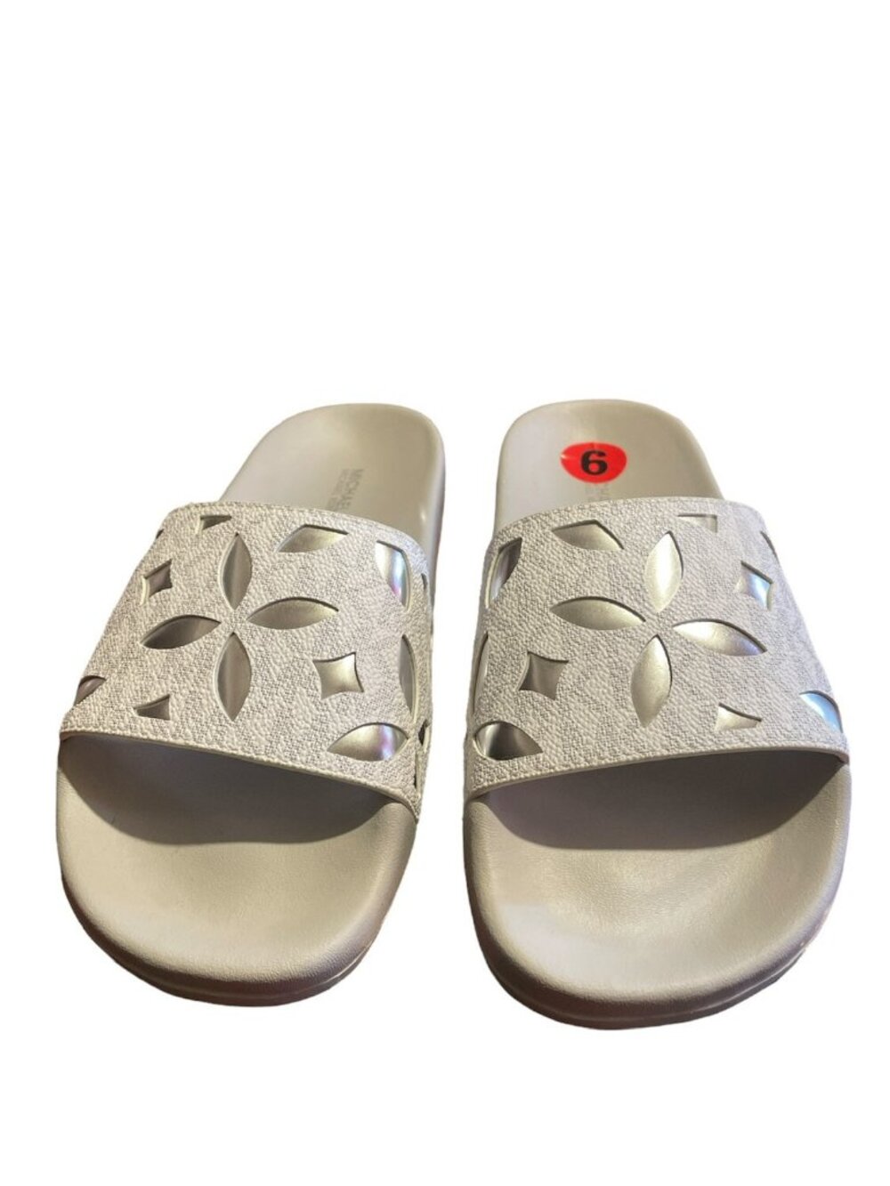Michael Kors Women Mimi Monogram Floral Slide Sandals RX21L White Size 6M NWOT - Picture 2 of 5